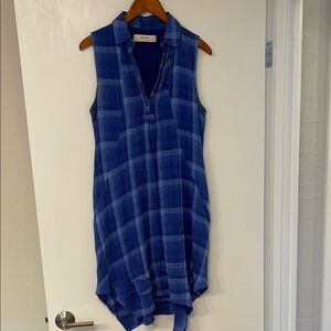 Anthropologie Isabella Sinclair Blue Plaid Sleeveless Dress